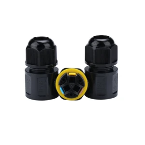 3 P Pin Screwless Quick Copper Power Cable IP68 Waterproof Clamp Connector Nylon 1 in 1 Out Security Industrial System