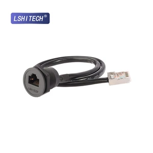 LSHITECH M22 RJ45 Ethernet Panel Mount Cat5 Ip65 Industrial Waterproof Connector With Ethernet Cable