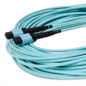 Damu LOMMF OM3 MTP MPO Elite 12 Strand Fiber Patch Cable Female Type B Plenum OFNP Data Center High Density Trunk 1m 3 3ft