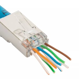 Gold Plated Network Pass Through Male Cat 6 Connector FTP SFTP 8P8C RJ45 Shielded Modular CAT6 CAT6A Plug RJ45