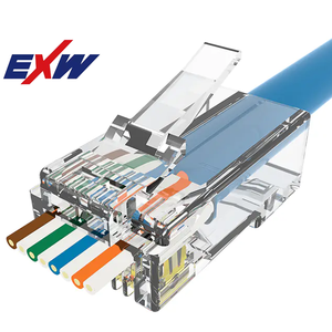 EXW High Quality Cat5e Cat6 50μ Shield Rj45 10p10c 8p8c Connector Rj45 Ethernet Plugs