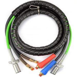 3 in 1 Hose Assemblies with Handle Grip ABS Power air Line Wrap 7 Way Electrical Trailer Cable for Semi Truck Tractor Trailer