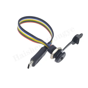 Custom Waterproof 2/4/6 Pin Threaded Panel Mount USB Type C Female to Type C Male Jack Charging Cable