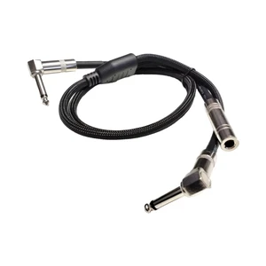 Stereo 6.35mm Guitar High End Nylon Braided Audio Cable Audio Video Right Angle Male for Male Female Wires Cables