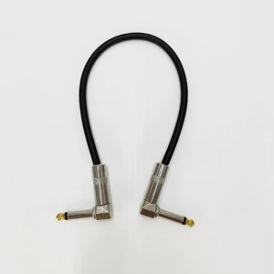 30cm 6.35mm Right Angle Woven Guitar Effect Pedal Patch Cable Noise Reduction Shielded Instrument Cord Guitar Accessory