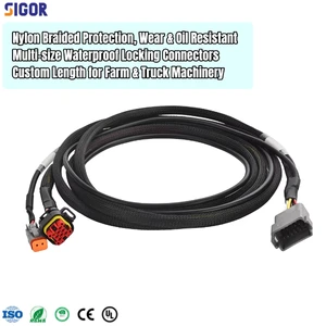 Factory Custom Wiring Harness Nylon Braided Extension Cable for Truck Trailer Tractor Forklift Harvester Agricultural Machinery