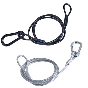 0.12'' (3mm) Diameter, Length 31.5''(800)mm ,Stage Lighting Safety Cable With Carabiner Lock,132lb(60KG) Load Rigging Rope Cable
