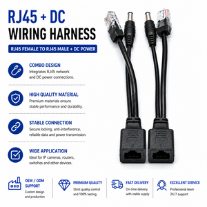 Custom High Quality RJ45 8P8C DC Power Cable Assembly For CCTV Security IP Camera Network Equipment