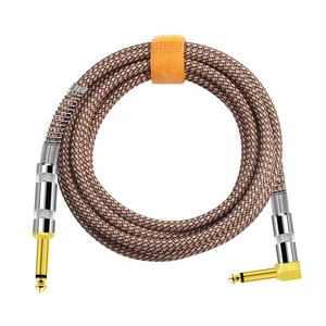 Factory OEM Logo Premium Instrument Guitar Cable 6.35mm TS Mono to 1/4In Jack Braided Cable for Electric Bass