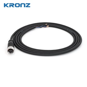 KRONZ 10M Pre-Assembled M12 Female Straight Connector 4 Pin PVC Black Unshielded Cable Circular Industrial Sensor Assembly