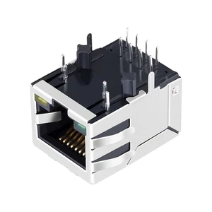 RJ450100 Texasia 100 Base-T Shielded Phosphor Bronze 8 Pin Connection Tab Down 1x1 Port LAN Green/Yellow LED Ethernet Connectors