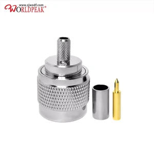 Brass N Male Crimp Plug N-type for RG142 RG58 WDFR195 WDFR200 3D-FB Cable Male Plug Straight RF Coaxial Connector