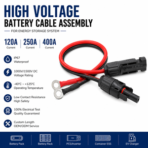 Custom 1000V 1500V High Current Tinned Copper IP67 High Voltage Battery Cable Assembly Energy Storage System OEM Wiring Harness