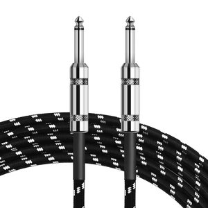 Factory Wholesale 6.35MM to Straight TS Jack Nickel Plated Plug Guitar Patch Cable for Electric Guitar Cable Tweed Guitar Cable