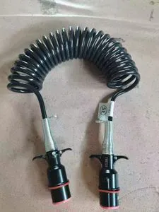 Seven Cord Cable Assemble Trailer Truck Cable Telescopic Spiral Wire Abs Ebs Spiral Cable 7 Pin Connector