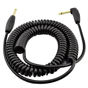 20 Feet Gold-Plated Coaxial Braided Shielding Curly Guitar Cable Mute Switch Control 6.35mm Mono Jack Headless Electric Guitar