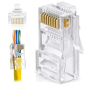 Hot Sale 8P8C Connector RJ45 Ends Cat5 Cat5e Cat6 8P8C RJ45 Connector Ethernet Cable Crimp Connectors LAN Crimp