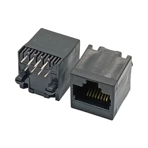 52D Vertical DIP RJ45 All-Plastic 8P8C Gold-Plated Pin PBT Material Solderable RJ45 Network Socket Plug & Jack Product Connector