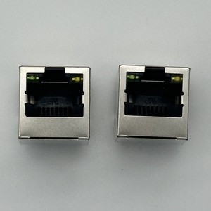 JISJACK Metal Shielded 5224-8P8C Female Ethernet Connector 8P8C Socket with Surface Gold Plating and Light Screen RJ45 Type