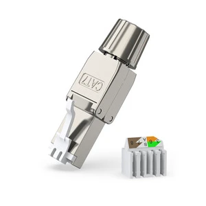 Industrial Grade Cat6a Cat7 RJ45 Shielded Field Termination Plug Toolless Connector