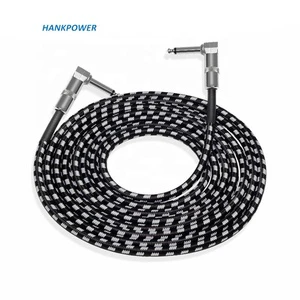 90 Degree Angle Guitar Audio Cable Nylon Braided 6.35mm Jack Instrument Aux Cable for Electric Guitar Mixer Amplifier 3m