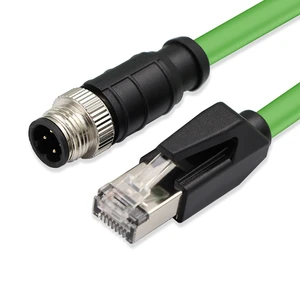 M12 to RJ45 Industrial Ethernet Cable Straight Head 4-pin Male D-coded Computer Super-soft PVC Sensor Cable