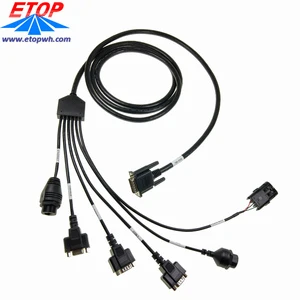 Custom Molded RJ45 Connector and Molded D-sub Wire Harness