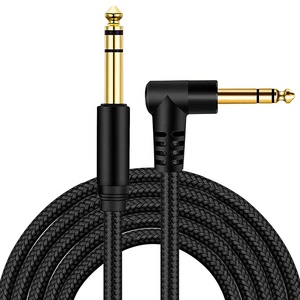 Custom 90 Degree Cable 6.35MM 1/4 TRS Balanced Stereo Aux Audio Cable 6.35MM Male to Male Cable Suppliers for Electric Guitar