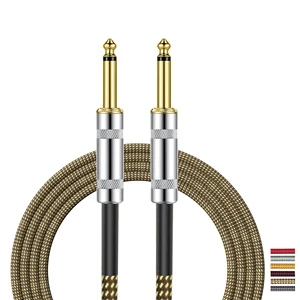Wholesale TS Guitar Instrument Cable Custom Straight Male to Male 6.35mm Jack with Alloy Connector Nylon Braid for Bass Guitars
