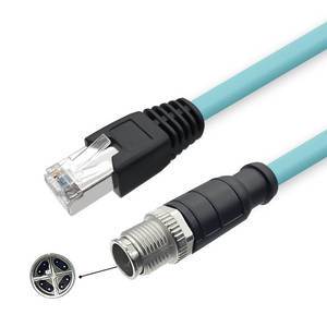 M12 Cable Ethernet M12 to RJ45 M12 8-pin X-Code Cable High Flex Cat7 Industrial Ethernet Cable PVC