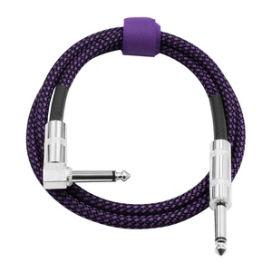 Professional 1.8 M/6 Ft Multi-Color Braided PVC Foil Shielded Guitar Cable 1/4-Inch Plug for Electric Guitars & Basses
