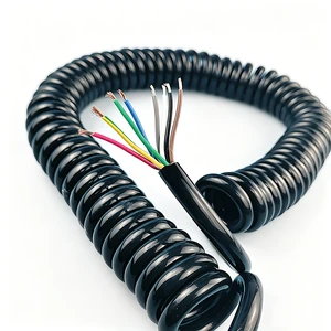 Multi-Core PU 8 Core TPU Electrical Power Coil Cable Spiral Spring Cable 1-11m Stretchability 0.5mm² for Building 300v