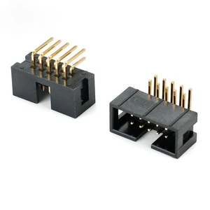 1.27mm 254mm Pitch Box Header Connector Right Angle 90 Degree H4.9mm 2*5P Idc Macho 10 Pin Jtag Box Header Pcb Wire to Board