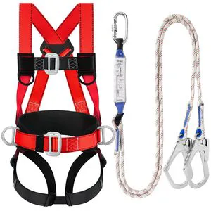 Industrial Adjustable Full Body Safety Harness 3 D-rings Quick Connect Buckle for Lineman Rope Access High Strength Stainless
