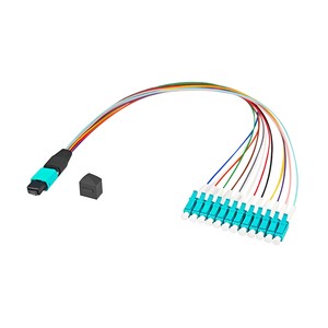 MTP MPO Male To LC Harness Fanout Cable 12/24 Fibers OM4 62.5/125 Fiber Optic Patch Cord