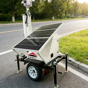 Quick Power Supply Portable IP65 Waterproof 3x100W Monocrystalline Solar Panels Camera CCTV Surveillance Trailer NVR Storage for