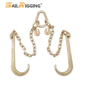 NACM96 G70 Transport Chain 5/16''' Heavy Duty Tow Chain Automotive Truck Flatbed Towing Log Chain Bridle With Eye Grab J Hooks