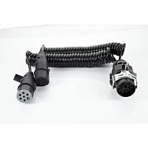Spiral Cable 15P/24V and 2x 7Pin/24V Electric Cable Adapter Plugs Spiral Cable Adapter for Connecting Tractors to Trailers
