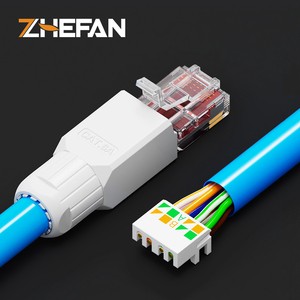 ZHEFAN Field Termination Plug Cat6A Utp Unshielded Rj45 Modular Connector Plug Cat8