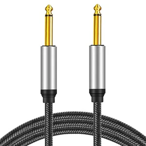 Gold Plated Connectors Low Noise 6.35MM TS Mono Jack Guitar/Bass Instrument Cable 2m Coaxial Twisted Pair PVC Braided Jacket