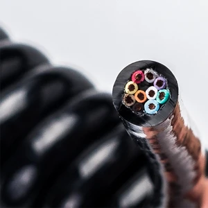 Factory Price CE Customized 5 6 8 10 Core Vehicle Used Spring Cable Shielded Spiral Data Cables Pu Spiral Coiled Ethernet Cable