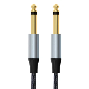 Nylon Braided 6.5mm to 6.5mm Gold Plated Mono Plug Guitar Cable Portable Aluminum Alloy Housing Audio Cable Connect Instruments