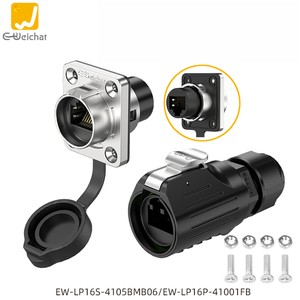 LP16 Waterproof IP67 EtherCon RJ45 Connector Gold-Plated Copper Alloy Contacts Male/Female Flange Mount 125V 1.5A For Network