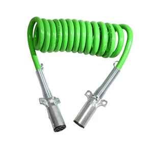 Durable 7 Pin ABS Electrical Coiled Cable Spiral Trailer Connector Air Tubing for Truck and Trailer Brake Systems