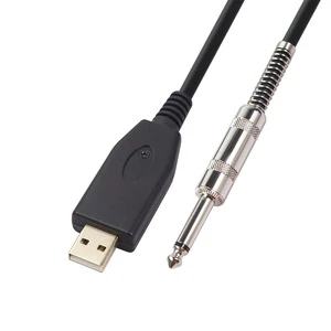 Gold-plated Plug Double Shielded Noise Reduction Audio Cable for Computer USB 6.35mm Electric Guitar Microphone/Speaker/Monitor