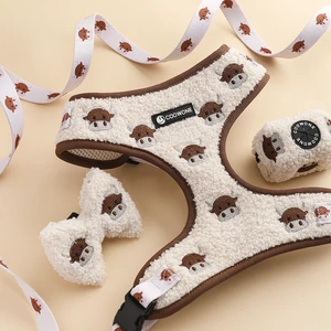 OEM Custom Embroidered Teddy Dog Harness Adjustable Luxury Sherpha Pet Collars Leashes No Pull Dog Harness Manufacturer