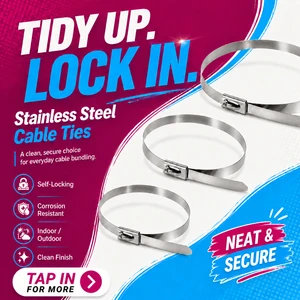 High Temperature Resistant 304 Stainless Steel Cable Ties Automotive Exhaust Pipe Heat Shield Wiring Harness 200/300/400mm