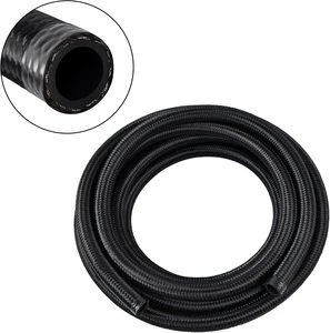 E85 Motor Oil Synthetic Rubber 4AN Fuel Line AN4 Braided Fuel Hose Nylon CPE Smooth Surface 5FT Black Stainless Steel Wire Mesh