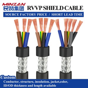 RVVP RVV RS485 0.5mm 0.75mm 1.5mm 2.5mm 4mm 6mm 2/3/4/5/6 Core Copper Electric Wire Signal Control Shield Cable With Shield