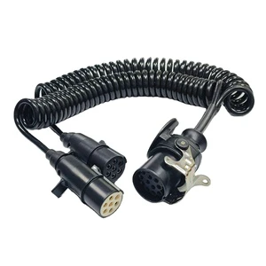 ABS Semi Electrical Air Line Hose Tractor Truck Wrap Air Power Line Trailer Truck Coiled Spiral Power Cable